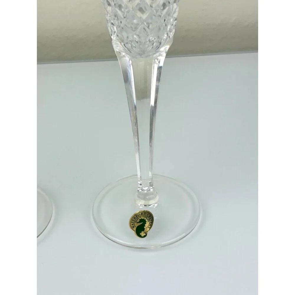 2 Waterford Crystal Millennium Wheat PROSPERITY Toasting Champagne Flutes 9.25" - Picture 7 of 16